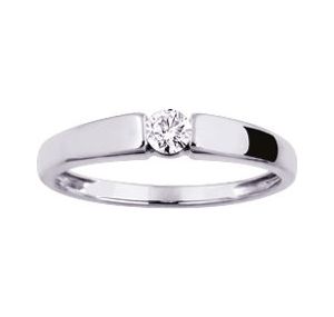 Solitaire Diamant 0.18ct Gh-Si Or Blanc 
