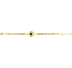 Bracelet malachite synthétique acier doré 