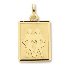 Médaille zodiaque gémeaux or jaune